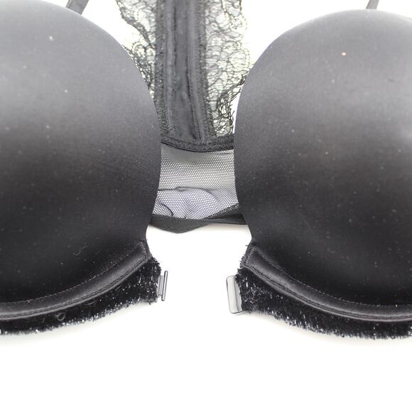 Victorias Secret Bra Womens 34C Black Bombshell Plunge Front Close Racerback - Picture 3 of 6